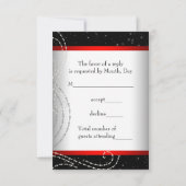 Elegant Black and Red Masquerade Party RSVP (Back)