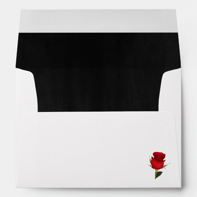 Elegant Black And Red Rose Wedding Envelope