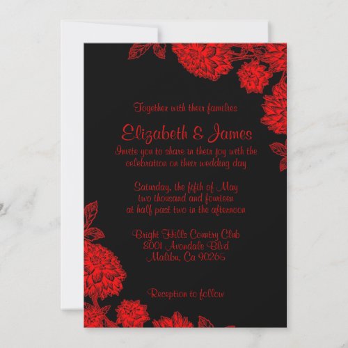 Elegant Black And Red Wedding Invitations