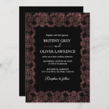 Elegant Black and Rose Gold Floral Lace Wedding 