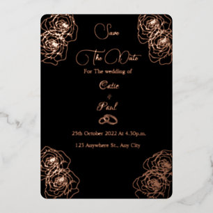 Elegant black and rose gold Save the date Foil Invitation