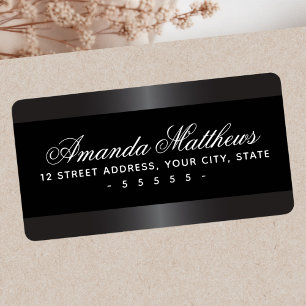 Elegant black and satin gray border label