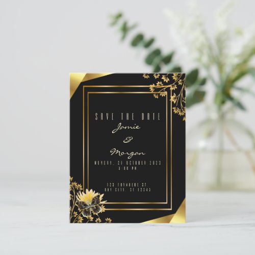 Elegant Black and Shiny Butterfly Black Wedding  Note Card