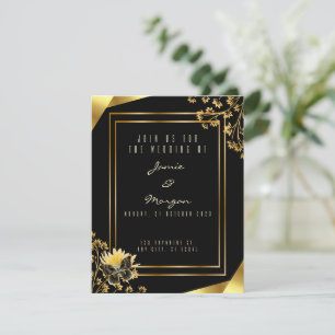 Elegant Black and Shiny Butterfly Black Wedding Note Card