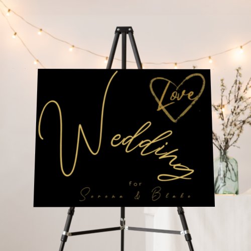 Elegant Black and Shiny Love Wedding Sign