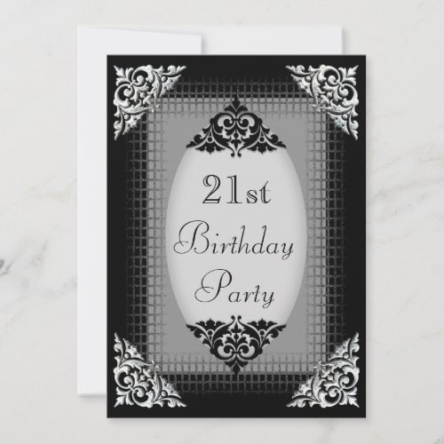Elegant Black and Silver 21st Birthday Cards