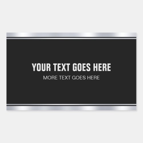 Elegant Black And Silver Add Your Name Text Modern Rectangular Sticker