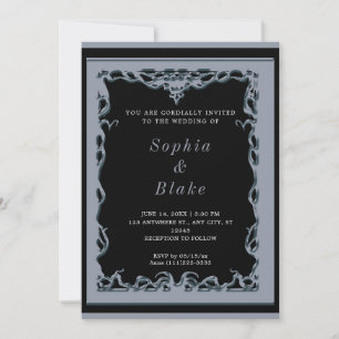 Elegant Black and Silver Art Deco Wedding Invitation