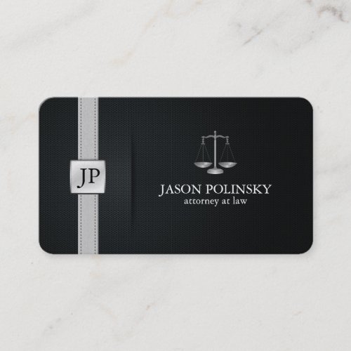 Elegant Black and Silver Attorney At Law Business Card