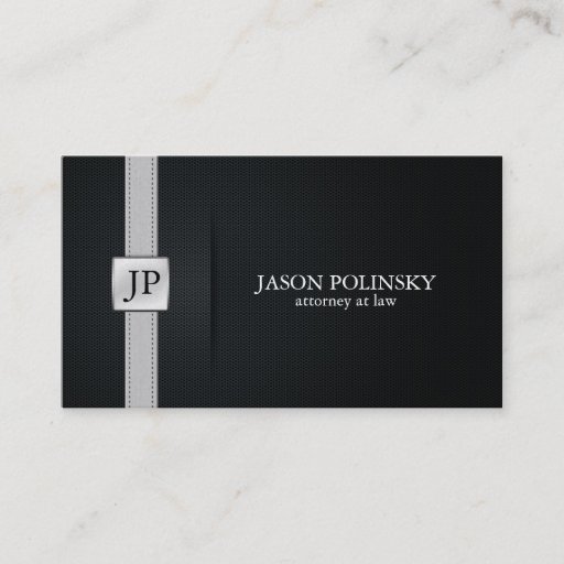 Customizable Elegant Black and Silver Attorney At Law Business Card