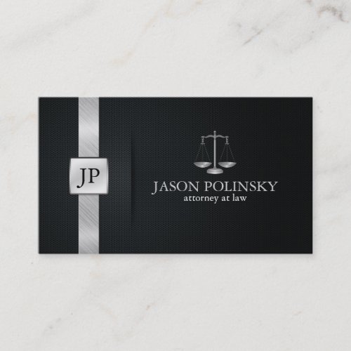 Elegant Black and Silver Attorney At Law Business Card