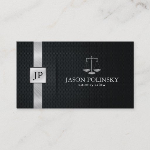 Customizable Elegant Black and Silver Attorney At Law Business Card
