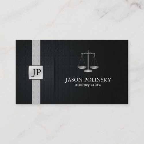 Elegant Black and Silver Attorney At Law Business Cards