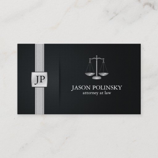 Customizable Elegant Black and Silver Attorney At Law Business Cards