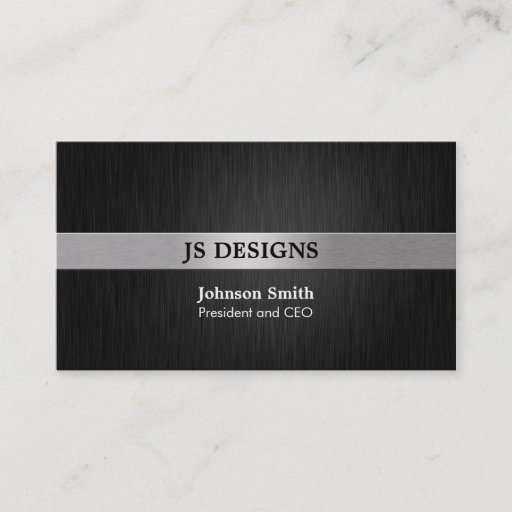 Customizable Elegant Black and Silver Business Card