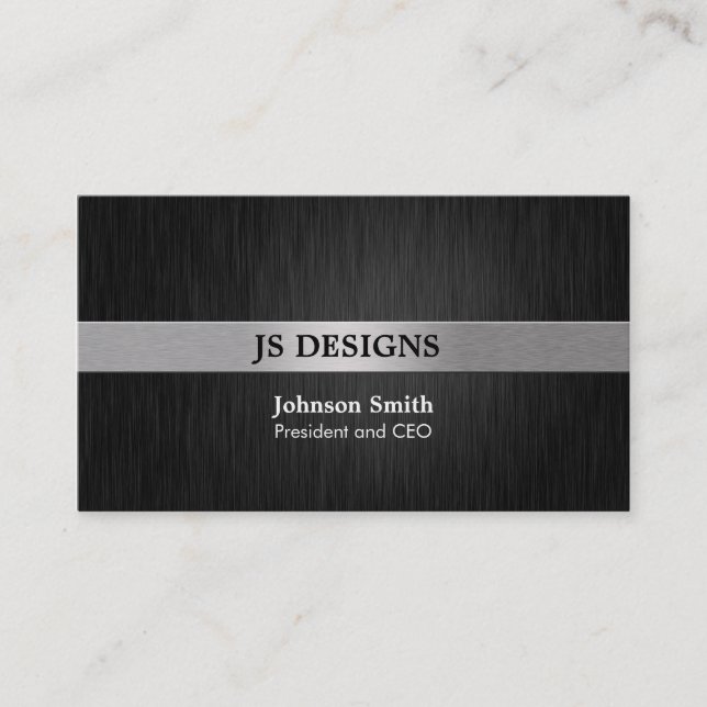 Elegant Black and Silver Business Card (Front)