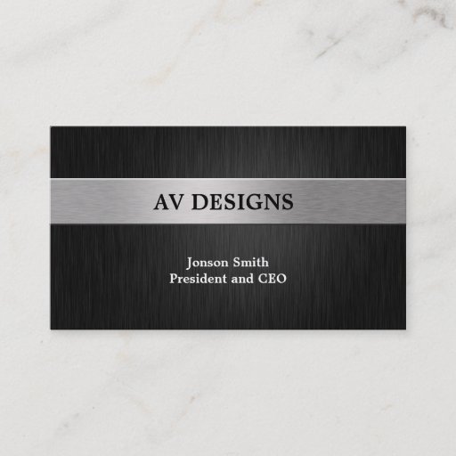 Customizable Elegant Black and Silver Business Card