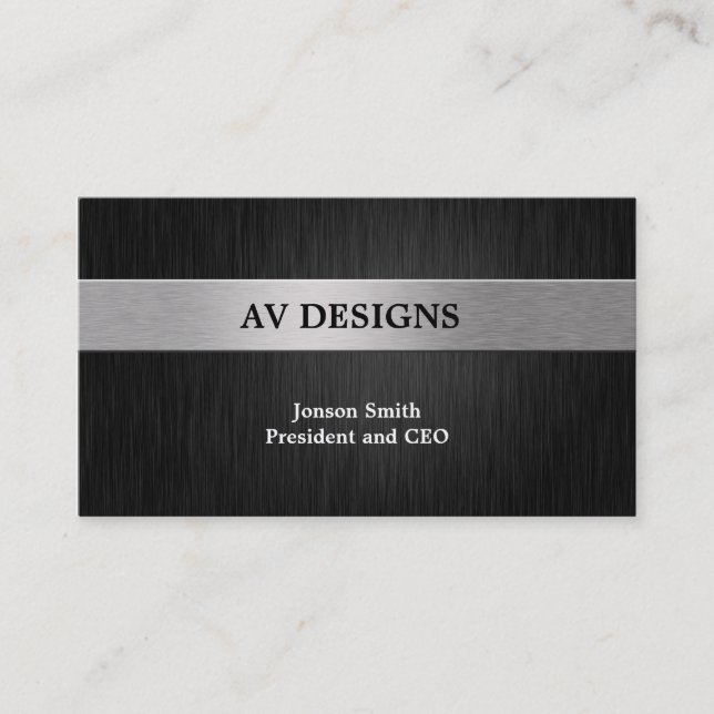 Elegant Black and Silver Business Card (Front)
