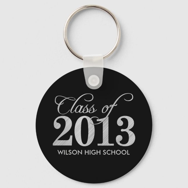 Elegant Black and Silver Class of 2013 key-chains Keychain (Front)