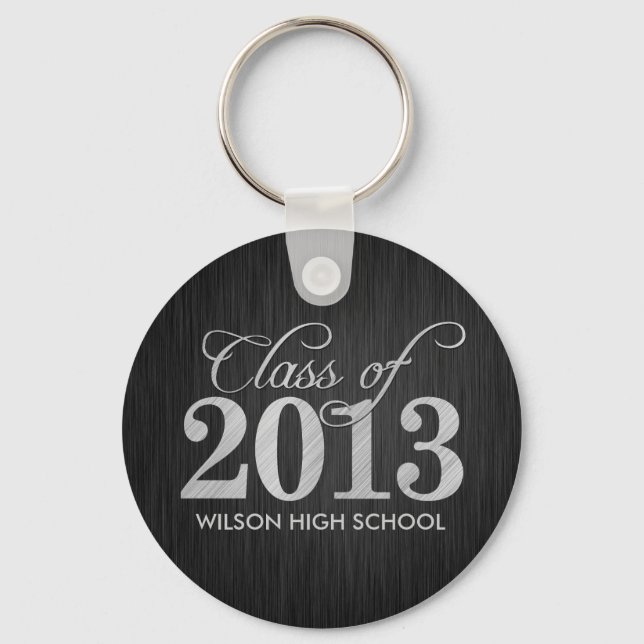 Elegant Black and Silver Class of 2013 key-chains Keychain (Front)