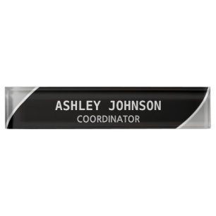 Elegant Black and Silver Color Desk Name Plate