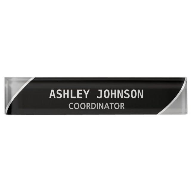 Elegant Black and Silver Color Desk Name Plate (Front)