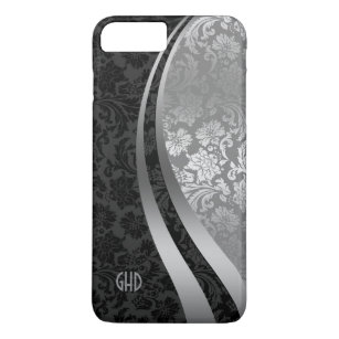 Elegant Black And Silver Damasks Dynamic Stripes 2 iPhone 8 Plus/7 Plus Case