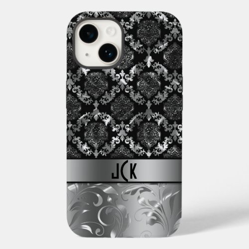 Elegant Black And Silver Damasks   Lace 2 Case_Mate iPhone 14 Case