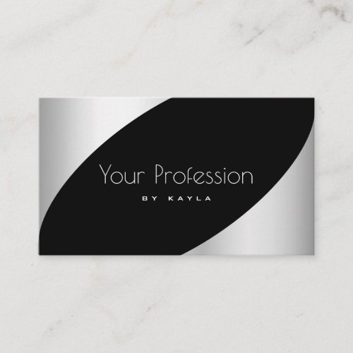 Elegant Black and Silver Effect with Opening Hours Business Card