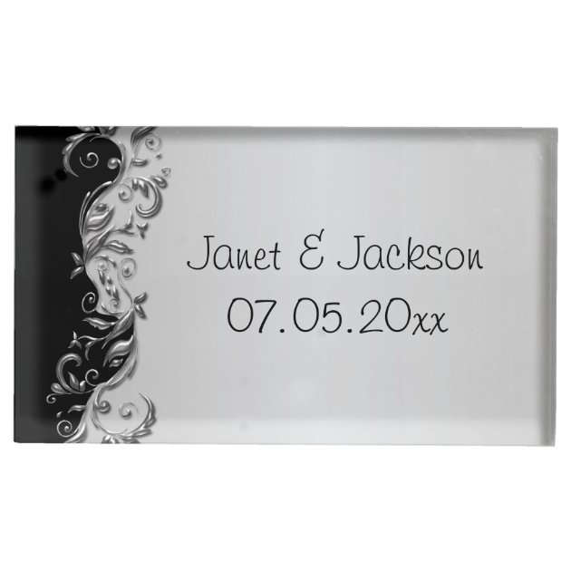 black place card holders