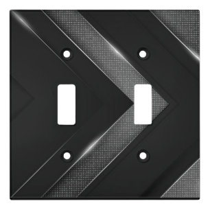 Elegant Black and Silver Geometric Light Switch Cover