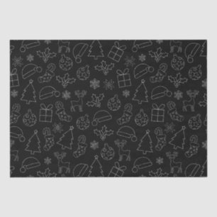 Elegant Black and Silver Glitter Christmas Pattern Tissue Paper