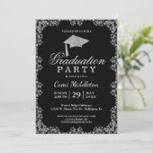 Elegant Black and Silver Graduation Invitation | Zazzle