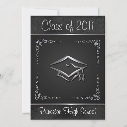Elegant Black and Silver Graduation Invitations