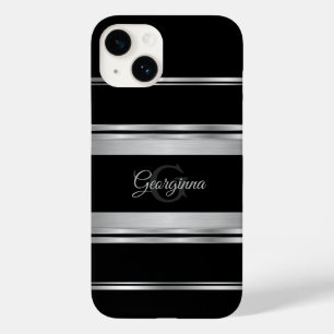 Elegant Black And Silver Gray Design Monogram Case-Mate iPhone 14 Case