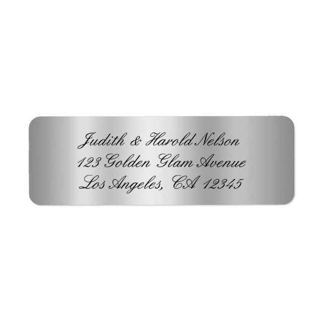 Elegant Black and Silver Grey Shimmer Foil Label (Front)