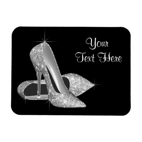 Elegant Black and Silver High Heel Shoe Magnets