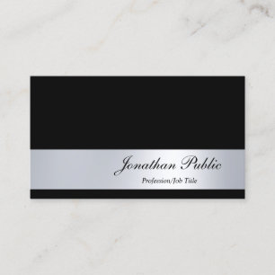 Elegant Black And Silver Modern Italic Script Cool Business Card