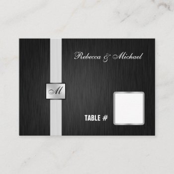 Elegant Black And Silver Monogram Place Cards by weddingsNthings at Zazzle
