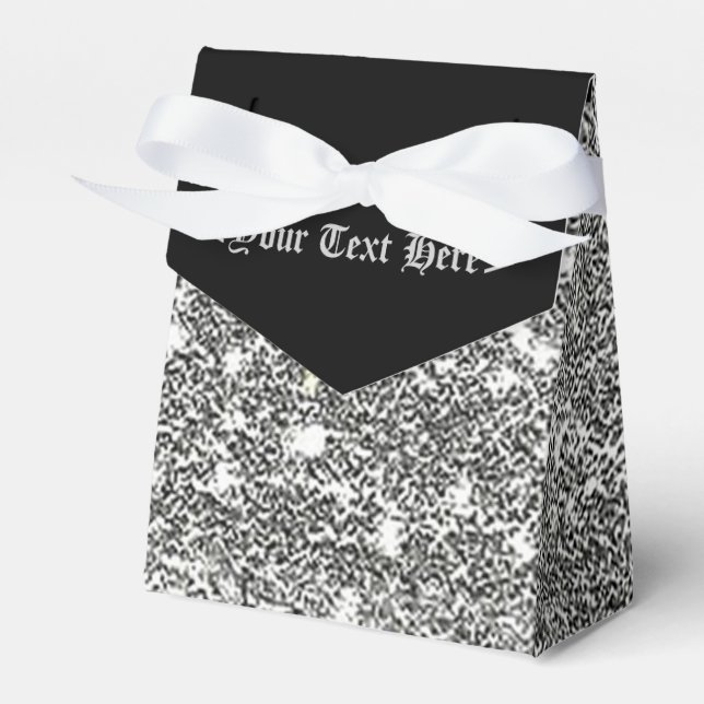 Elegant Black and Silver Pattern Favor Box (Front Side)