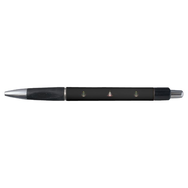 Elegant Black and Silver Pen with Gold Accents (Front)