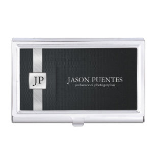 Elegant Black and Silver Professional Business Card Holder
