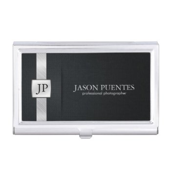 Elegant Black And Silver Professional Business Card Holder by eatlovepray at Zazzle