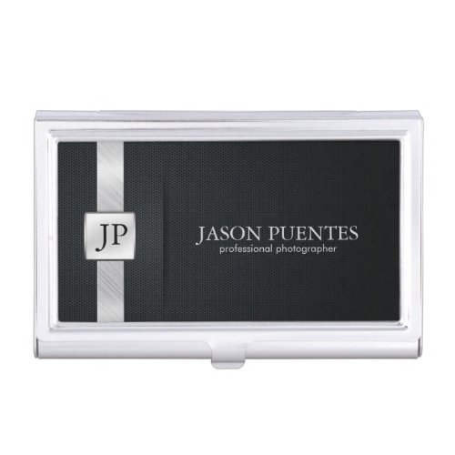 Elegant Black and Silver Professional Business Card Holder