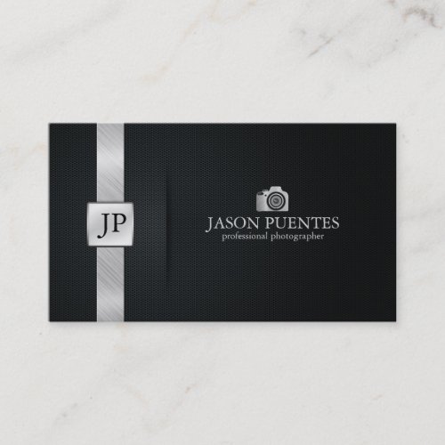 Elegant Black and Silver Professional Photographer Business Card Template