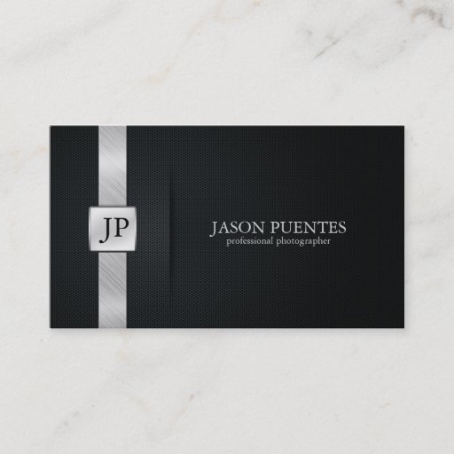 Customizable Elegant Black and Silver Professional Photographer Business Card Templates