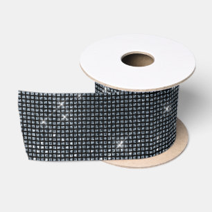 Elegant Black and Silver Sparkle Pattern Satin Ribbon