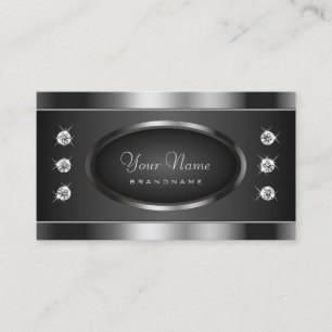 Elegant Black and Silver Sparkling Chrome Effect  Business Card