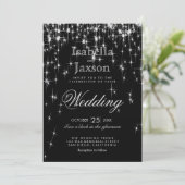Elegant Black and Silver Starlights Wedding Invitation (Standing Front)