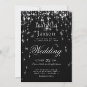 Elegant Black and Silver Starlights Wedding Invitation (Front)
